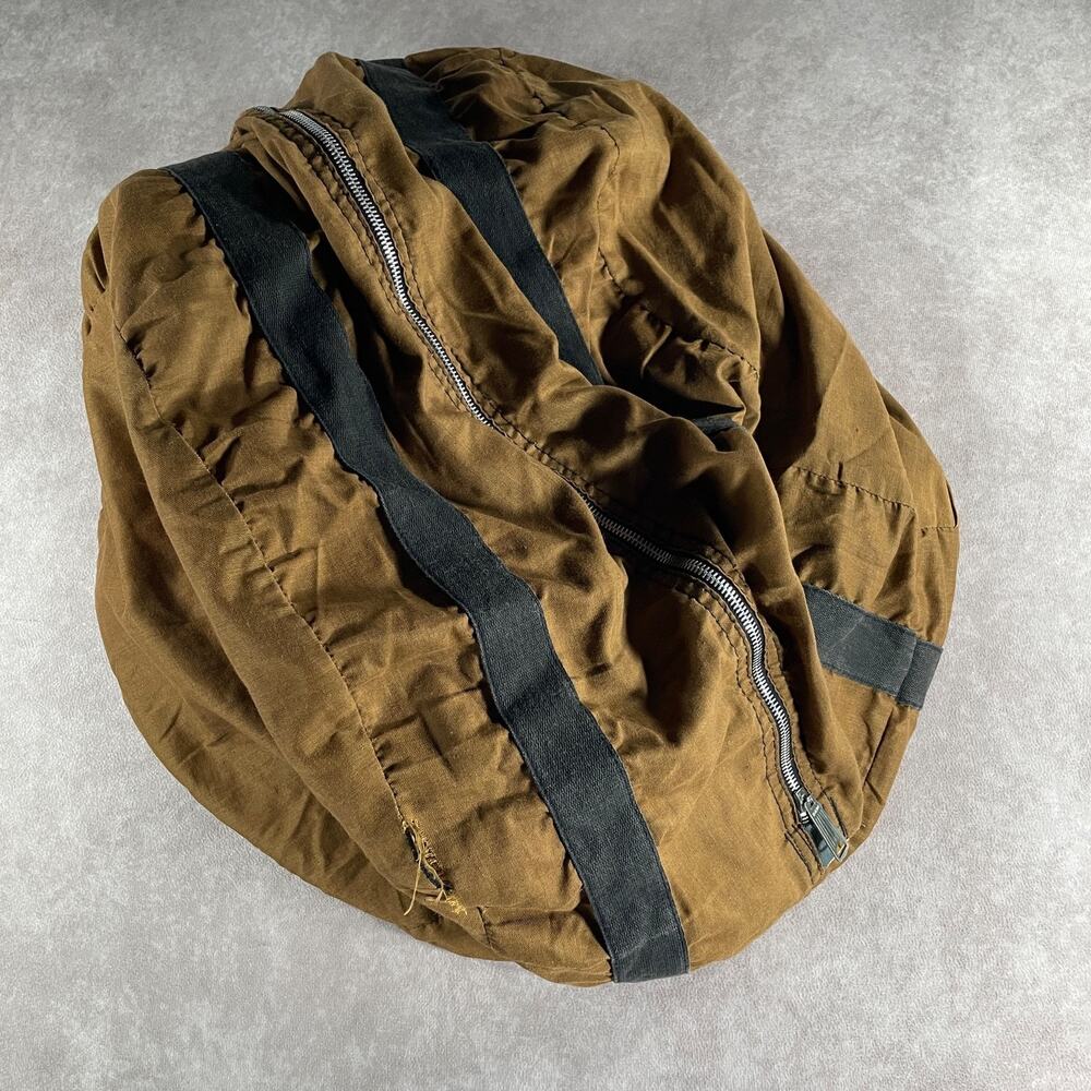 80's Military Canvas Duffel Bag Olive Tan Talon Zippers Gorp Flight Bag Pilot